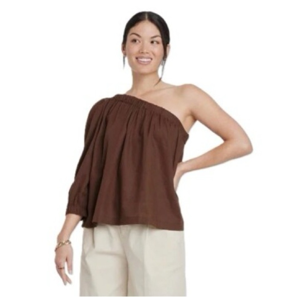 a new day Brown One-Shoulder Blouse